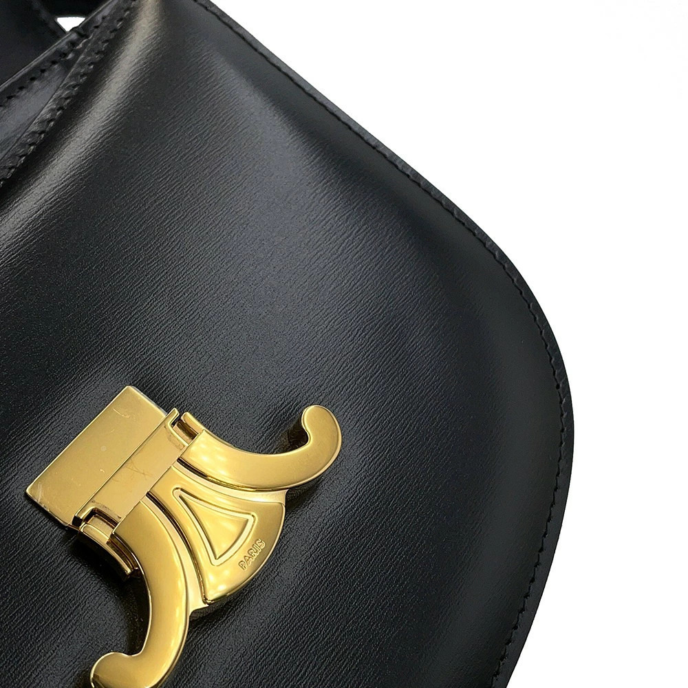 Celine Triomphe Teen Buzas Shoulder Bag Leather Black - Picture 6 of 12